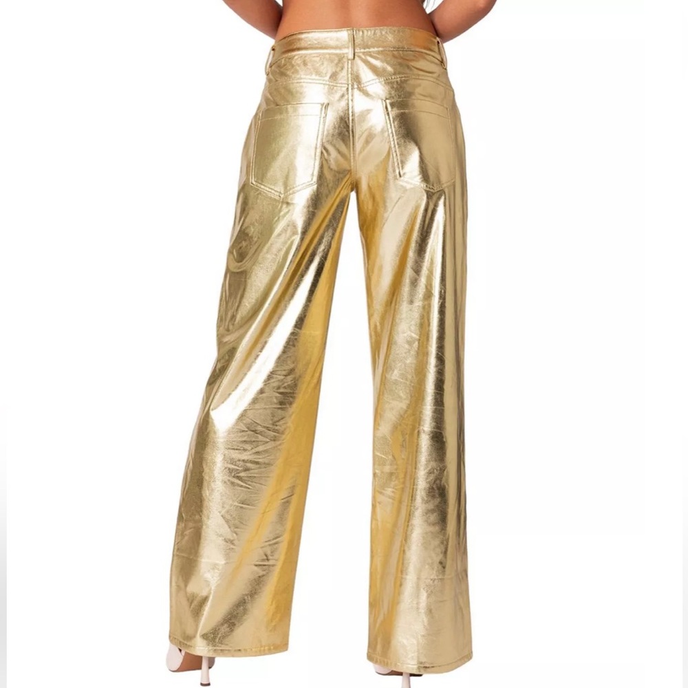NWT Edikted Rochelle Low Rise Metallic Jeans Size Medium
